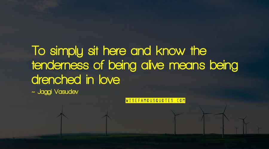 Love Means Life Quotes By Jaggi Vasudev: To simply sit here and know the tenderness