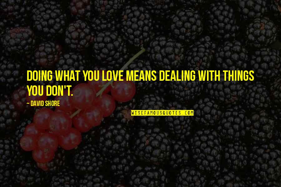 Love Means You Quotes By David Shore: Doing what you love means dealing with things
