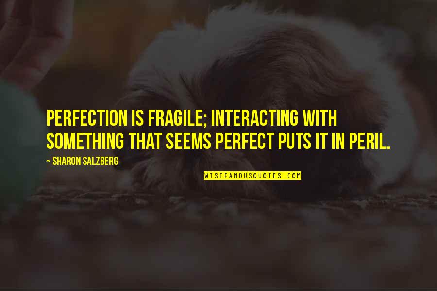 Love Meditation Quotes By Sharon Salzberg: Perfection is fragile; interacting with something that seems Love Meditation Quotes By Sharon Salzberg: Perfection is fragile; interacting with something that seems