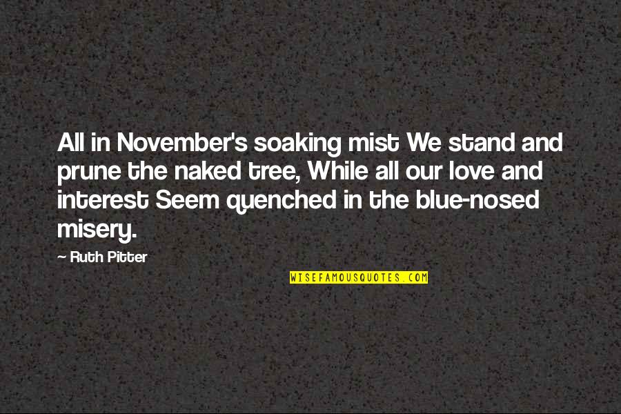 Love Misery Quotes By Ruth Pitter: All in November's soaking mist We stand and