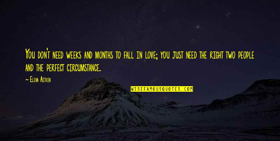 Love Months Quotes By Elena Aitken: You don't need weeks and months to fall