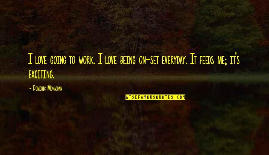 Love More Everyday Quotes By Dominic Monaghan: I love going to work. I love being