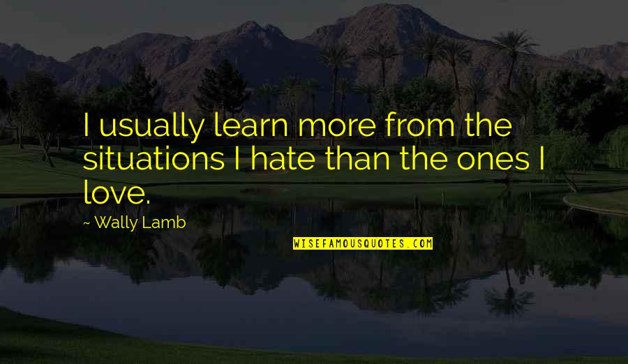 Love More Than Hate Quotes By Wally Lamb: I usually learn more from the situations I