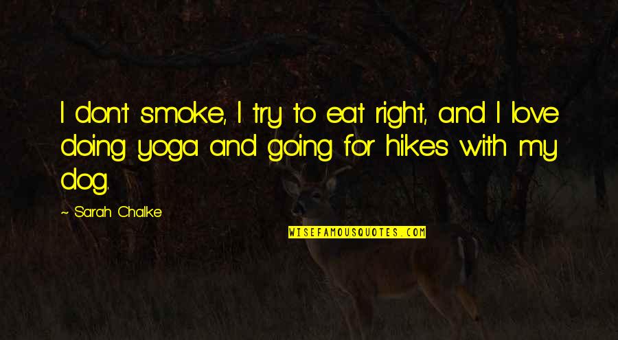 Love My Dog Quotes By Sarah Chalke: I don't smoke, I try to eat right,