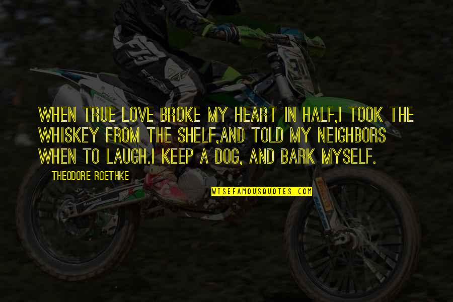 Love My Dog Quotes By Theodore Roethke: When true love broke my heart in half,I