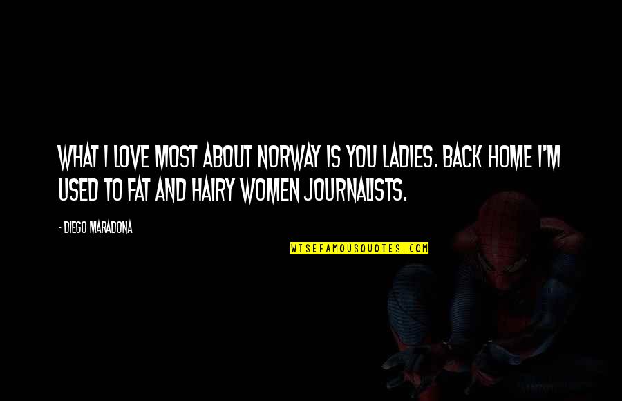 Love My Ladies Quotes By Diego Maradona: What I love most about Norway is you