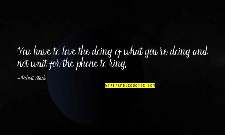 Love My Ring Quotes By Robert Stack: You have to love the doing of what