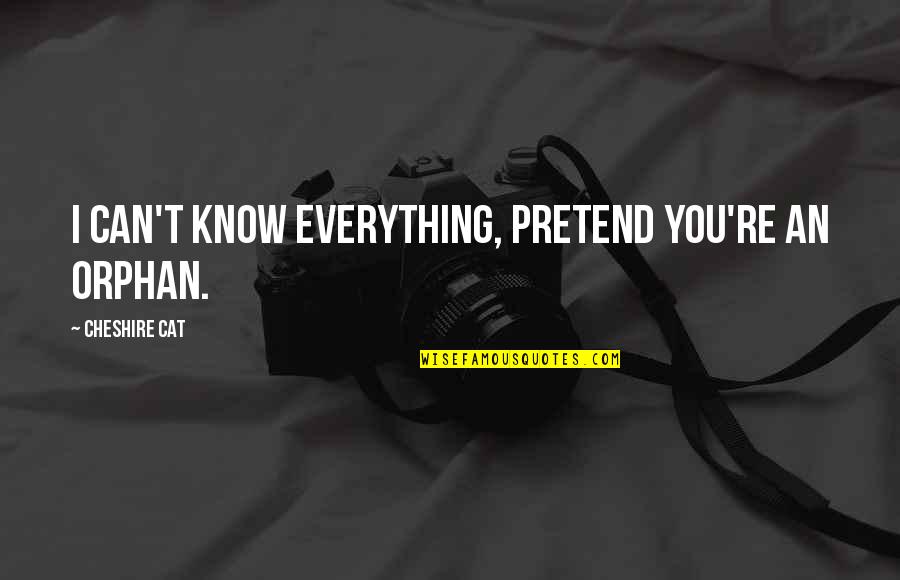 Love My Truck Quotes By Cheshire Cat: I can't know everything, pretend you're an orphan.