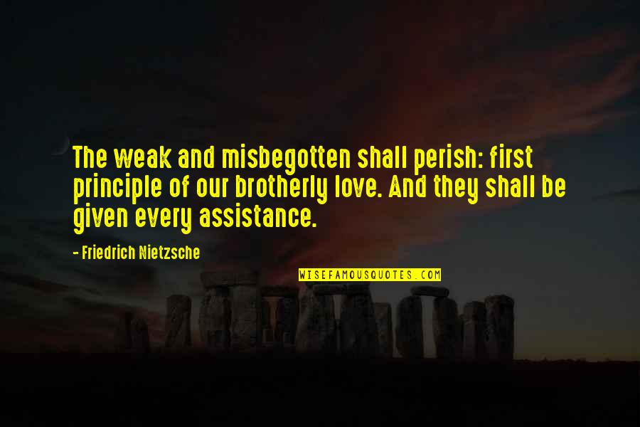 Love My Weakness Quotes By Friedrich Nietzsche: The weak and misbegotten shall perish: first principle