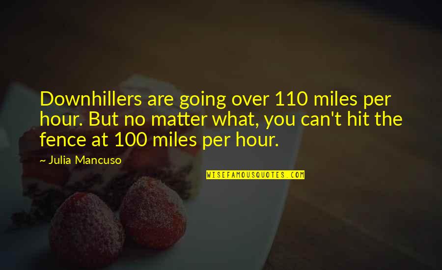 Love Ne Quotes By Julia Mancuso: Downhillers are going over 110 miles per hour.