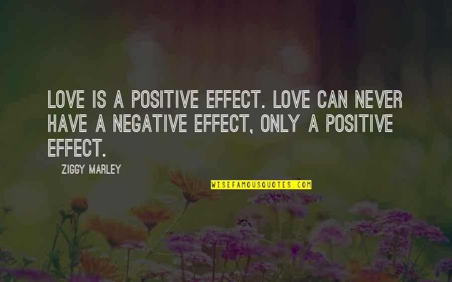 Love Negative Quotes By Ziggy Marley: Love is a positive effect. Love can never