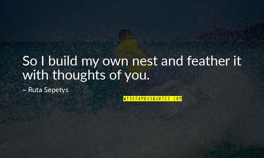 Love Nest Quotes By Ruta Sepetys: So I build my own nest and feather