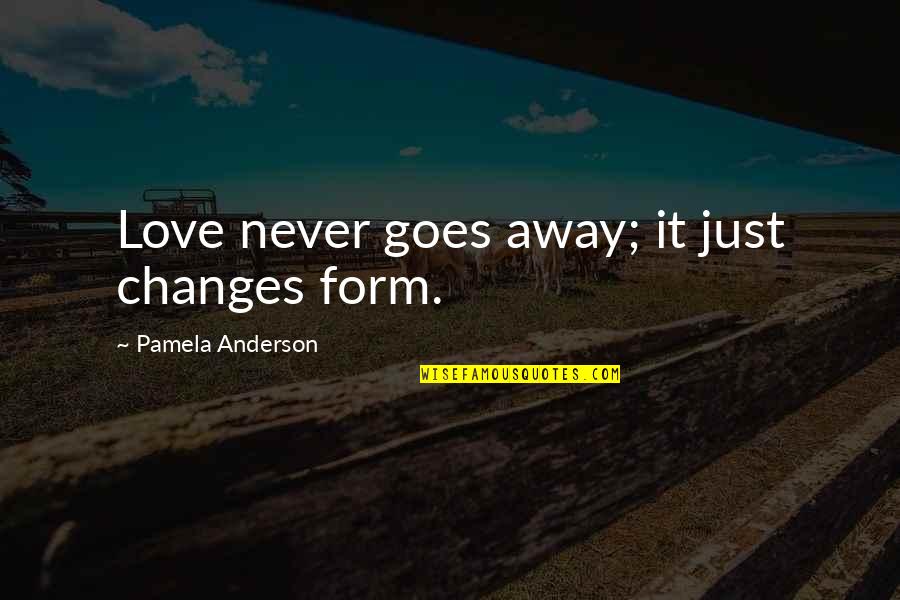 Love Never Changes Quotes By Pamela Anderson: Love never goes away; it just changes form.