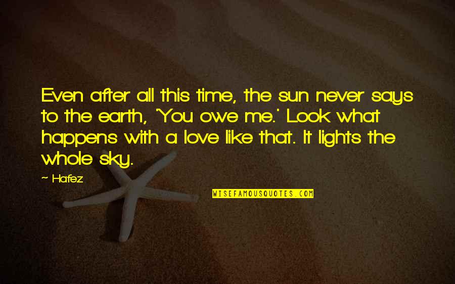 Love Never Happens Quotes By Hafez: Even after all this time, the sun never