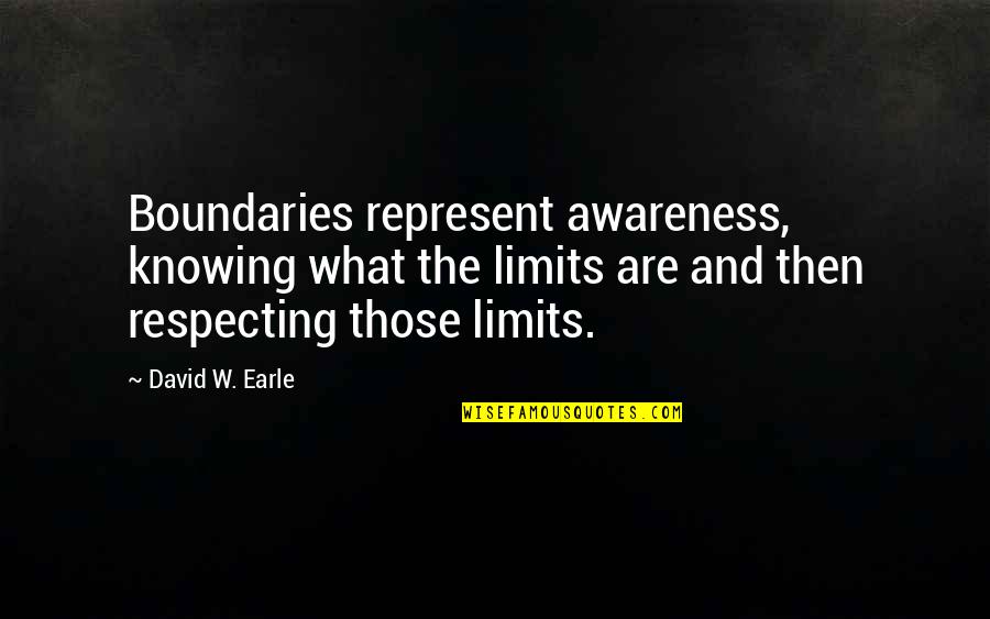 Love No Boundaries Quotes By David W. Earle: Boundaries represent awareness, knowing what the limits are