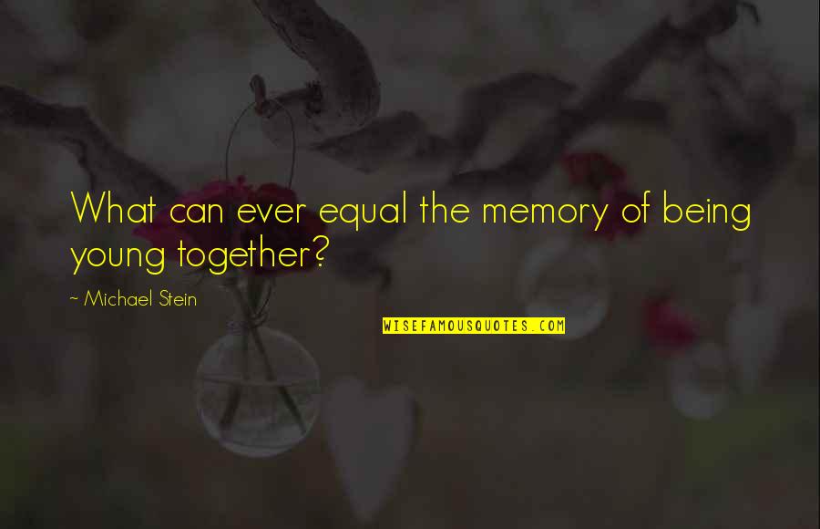 Love Not Being Equal Quotes By Michael Stein: What can ever equal the memory of being