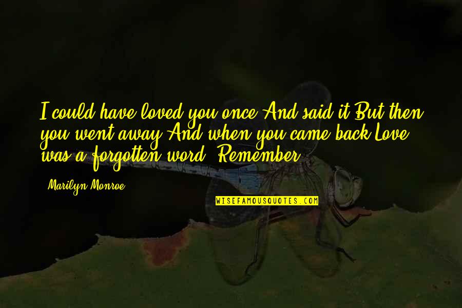 Love Not Forgotten Quotes By Marilyn Monroe: I could have loved you once And said