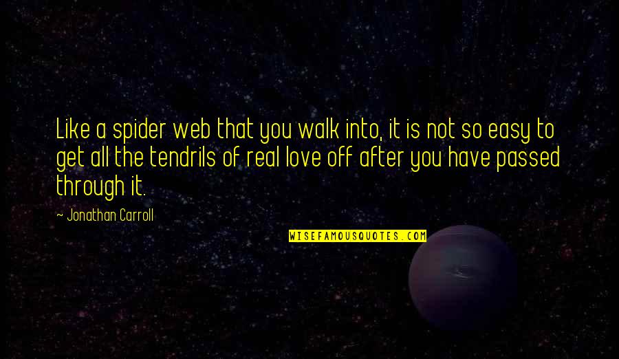 Love Not Real Quotes By Jonathan Carroll: Like a spider web that you walk into,