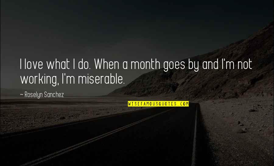 Love Not Working Quotes By Roselyn Sanchez: I love what I do. When a month