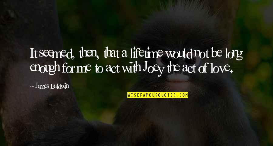 Love Of A Lifetime Quotes By James Baldwin: It seemed, then, that a lifetime would not
