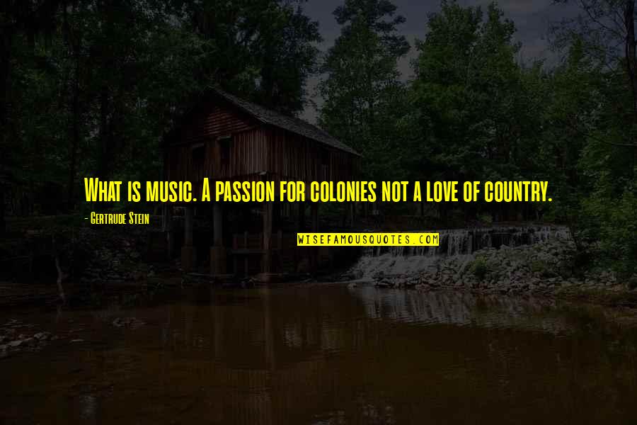 Love Of Country Quotes By Gertrude Stein: What is music. A passion for colonies not Love Of Country Quotes By Gertrude Stein: What is music. A passion for colonies not