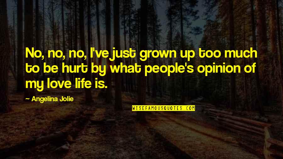 Love Opinion Quotes By Angelina Jolie: No, no, no, I've just grown up too