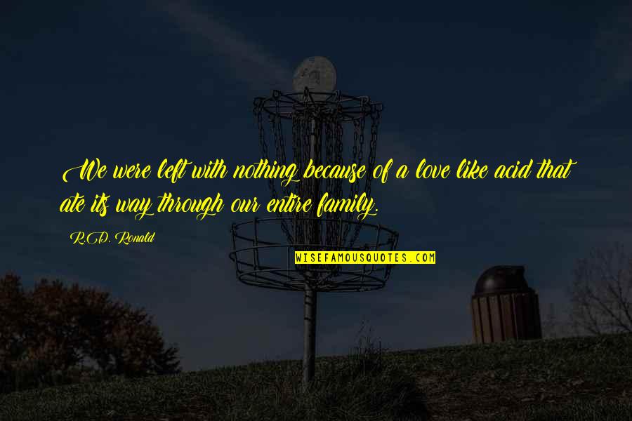 Love Our Family Quotes By R.D. Ronald: We were left with nothing because of a