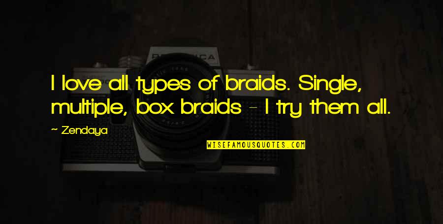 Love Out Box Quotes By Zendaya: I love all types of braids. Single, multiple,