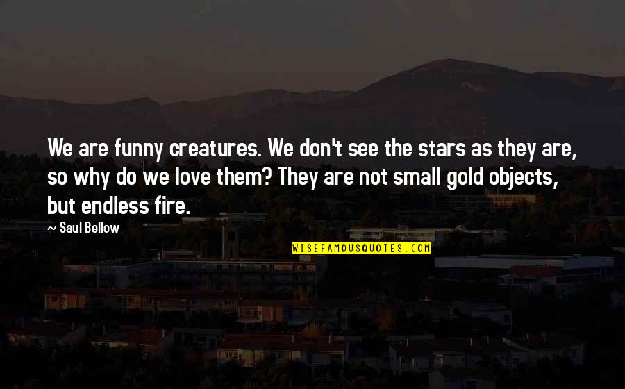 Love Over Gold Quotes By Saul Bellow: We are funny creatures. We don't see the