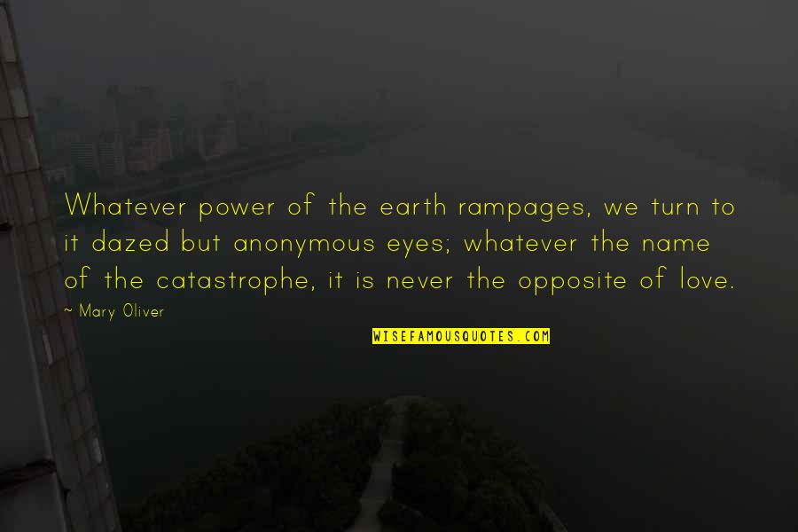 Love Over Power Quotes By Mary Oliver: Whatever power of the earth rampages, we turn