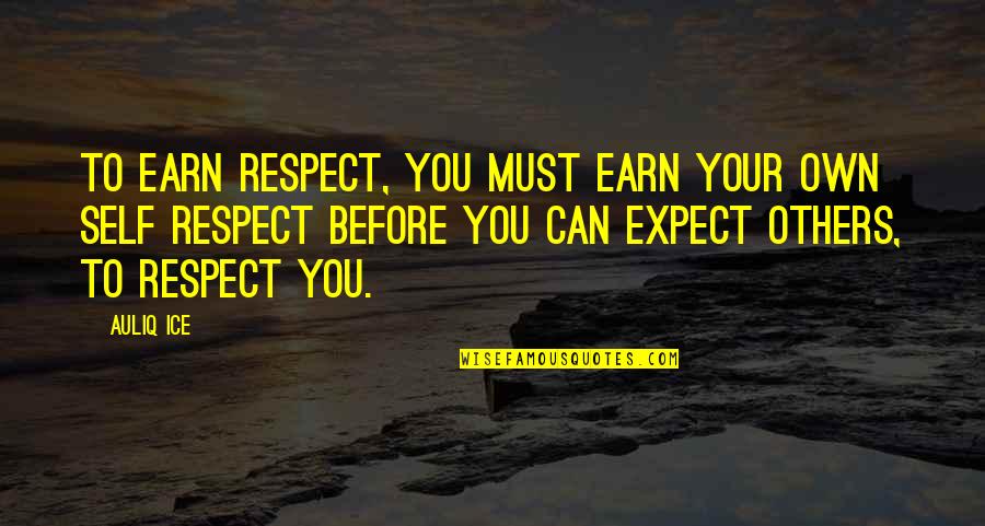 Love Own Self Quotes By Auliq Ice: To earn respect, you must earn your own