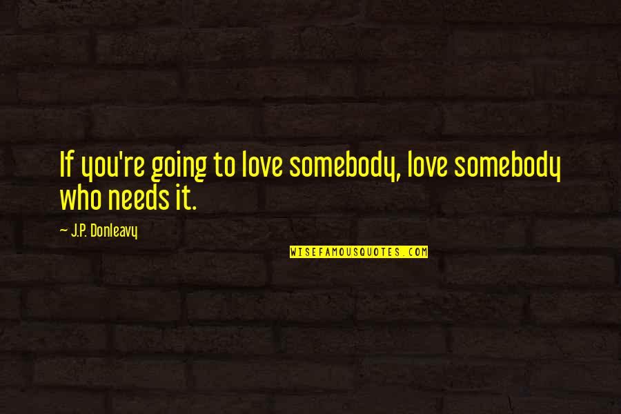 Love P Quotes By J.P. Donleavy: If you're going to love somebody, love somebody
