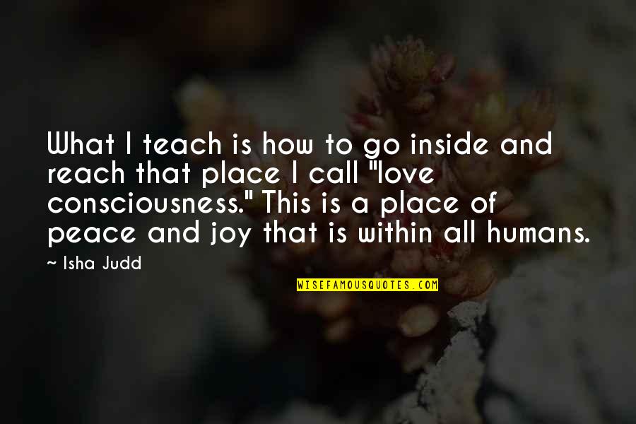 Love Peace Joy Quotes By Isha Judd: What I teach is how to go inside