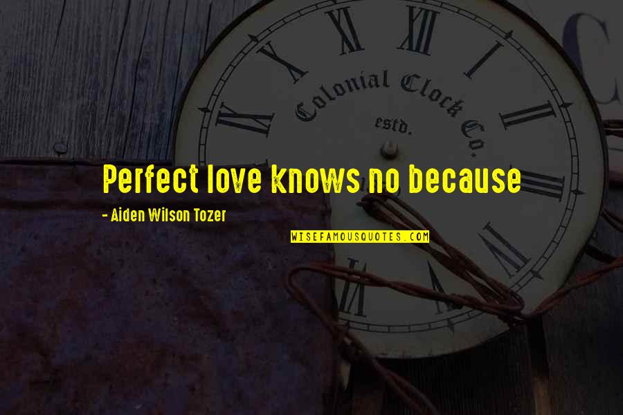 Love Perfect Quotes By Aiden Wilson Tozer: Perfect love knows no because Love Perfect Quotes By Aiden Wilson Tozer: Perfect love knows no because