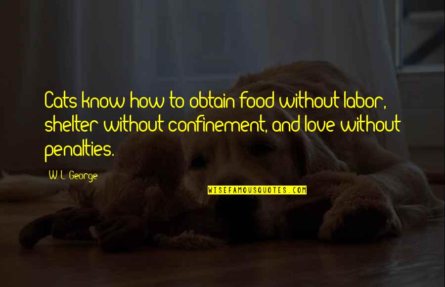 Love Pet Quotes By W. L. George: Cats know how to obtain food without labor, Love Pet Quotes By W. L. George: Cats know how to obtain food without labor,