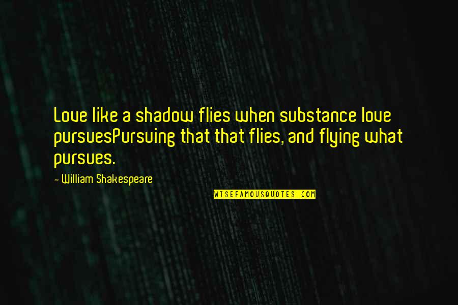 Love Pursuing Quotes By William Shakespeare: Love like a shadow flies when substance love