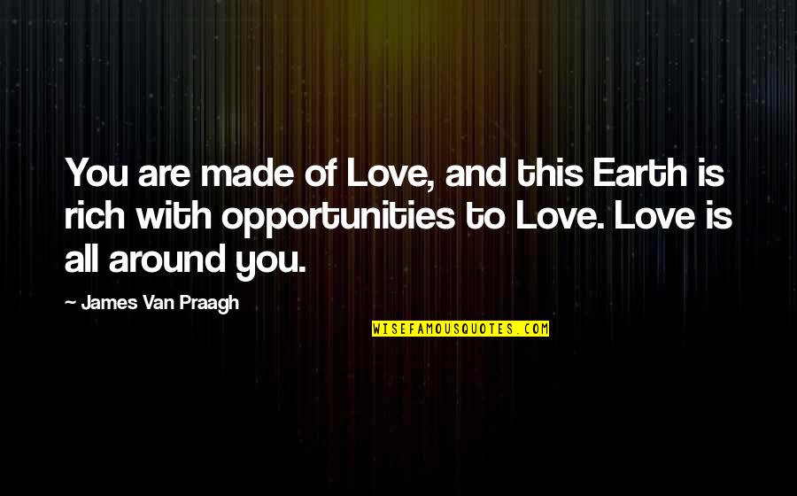 Love Rich Quotes By James Van Praagh: You are made of Love, and this Earth