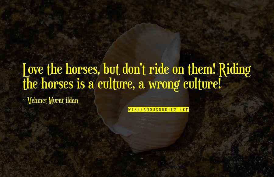 Love Ride Quotes By Mehmet Murat Ildan: Love the horses, but don't ride on them!