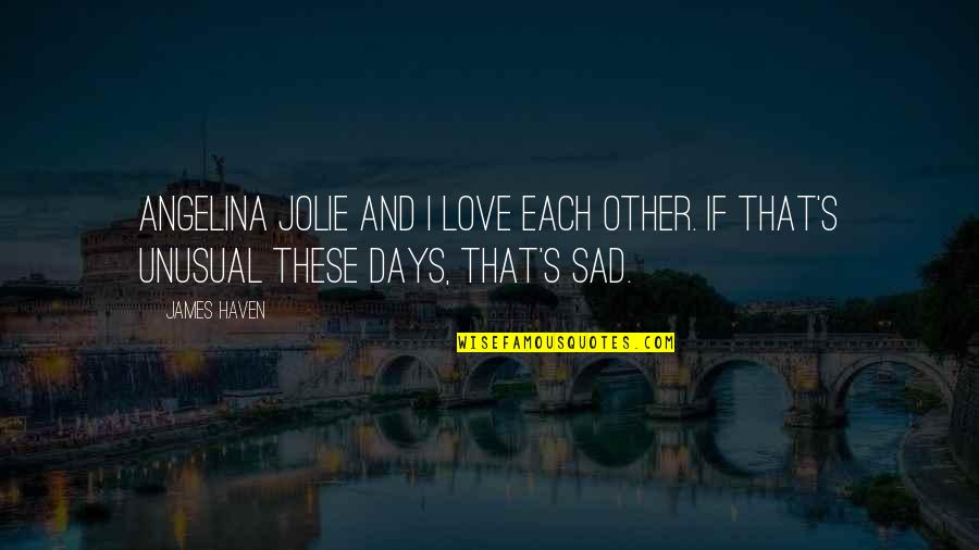 Love Sad Quotes By James Haven: Angelina Jolie and I love each other. IF