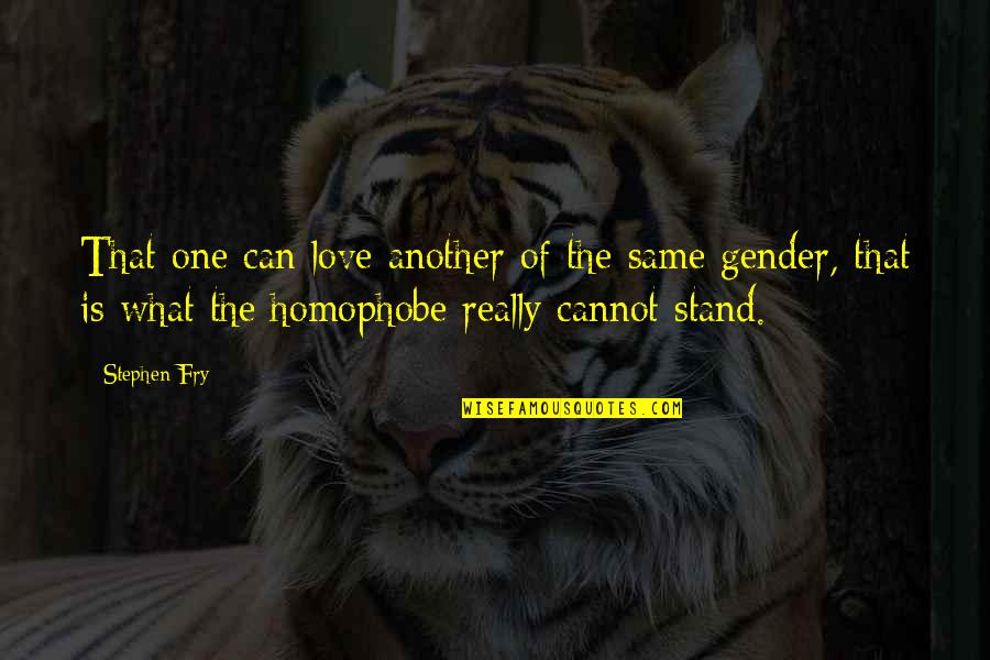 Love Same Gender Quotes By Stephen Fry: That one can love another of the same