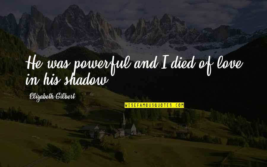 Love Shadow Quotes By Elizabeth Gilbert: He was powerful and I died of love Love Shadow Quotes By Elizabeth Gilbert: He was powerful and I died of love