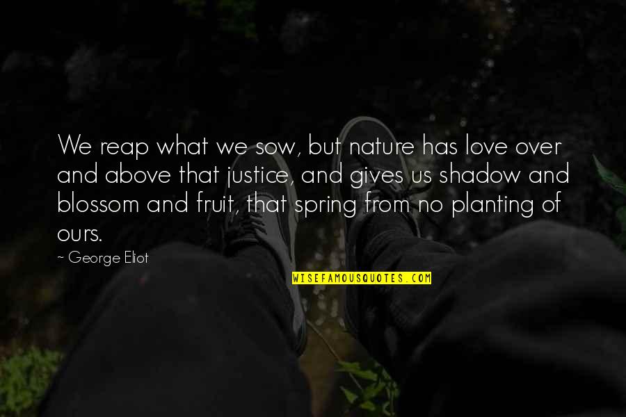 Love Shadow Quotes By George Eliot: We reap what we sow, but nature has Love Shadow Quotes By George Eliot: We reap what we sow, but nature has