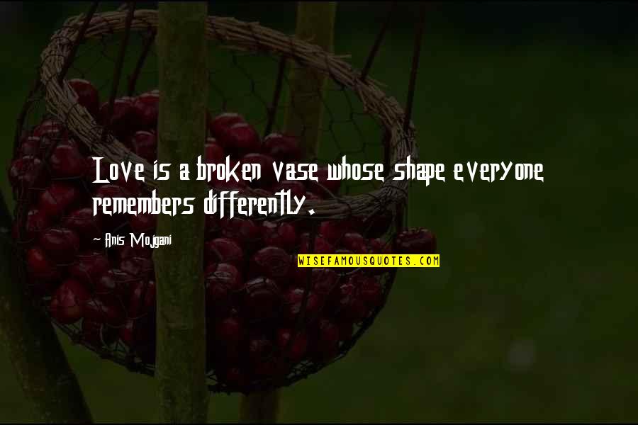 Love Shape Quotes By Anis Mojgani: Love is a broken vase whose shape everyone