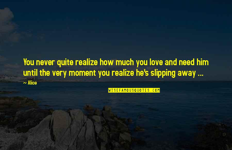 Love Slipping Away Quotes By Alice: You never quite realize how much you love