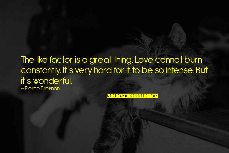 Love So Hard Quotes By Pierce Brosnan: The like factor is a great thing. Love
