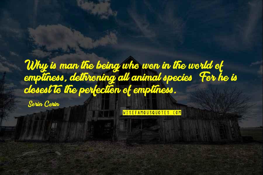 Love Species Quotes By Sorin Cerin: Why is man the being who won in