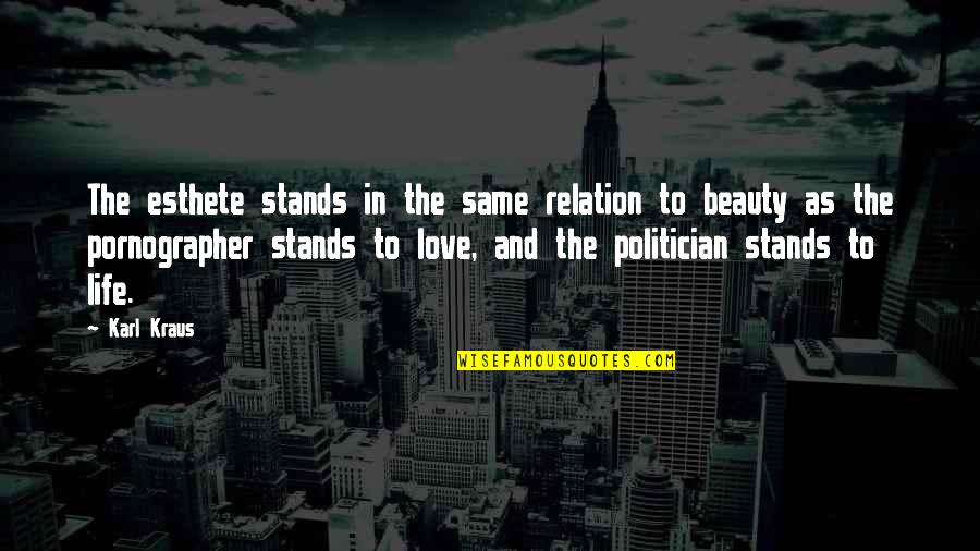 Love Stands For Quotes By Karl Kraus: The esthete stands in the same relation to