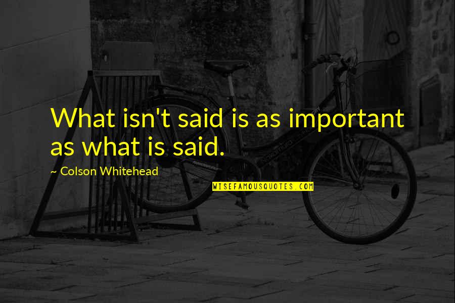 Love Stream Quotes By Colson Whitehead: What isn't said is as important as what