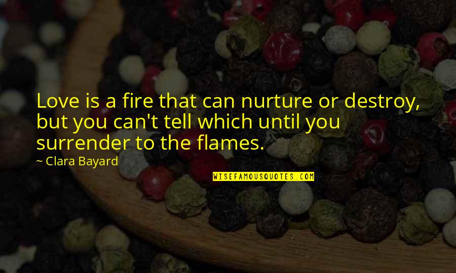 Love Surrender Quotes By Clara Bayard: Love is a fire that can nurture or