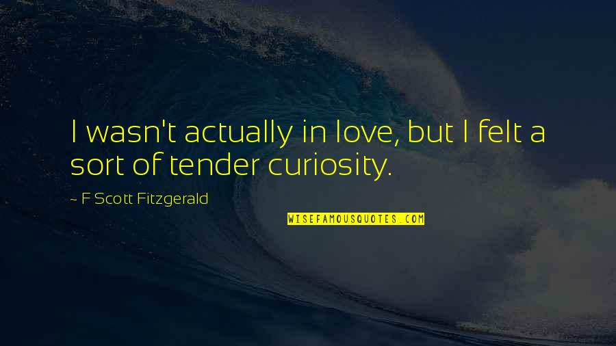Love Tender Quotes By F Scott Fitzgerald: I wasn't actually in love, but I felt
